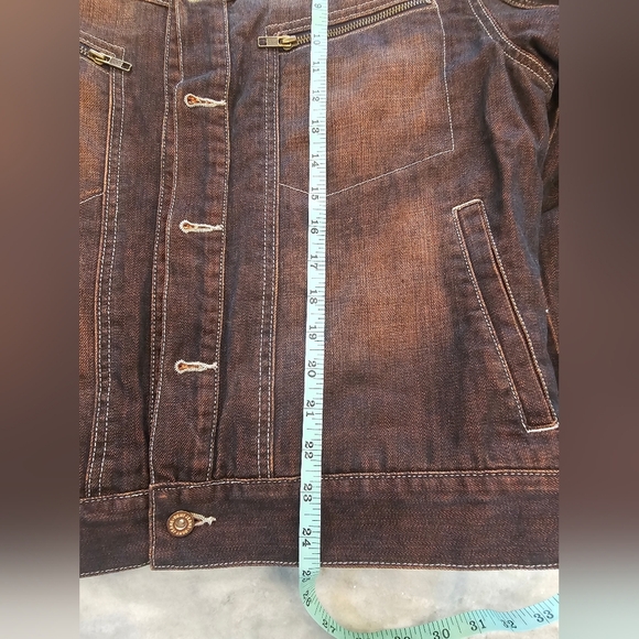 Never Worn! DKNY Bronze Quilted Jean Jacket Front Button With Pockets Medium - Picture 11 of 14